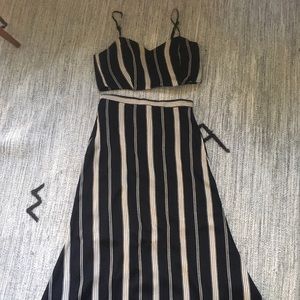 Reformation Bea Stripe Skirt and Crop Top set